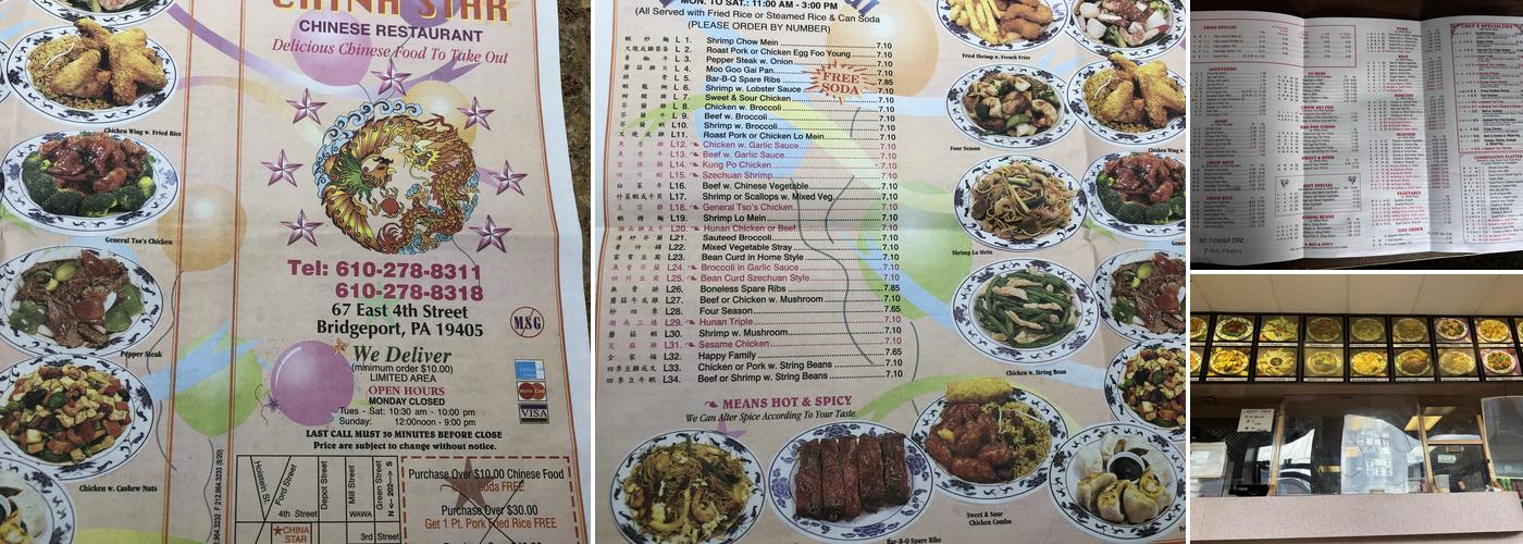 China Star Menu