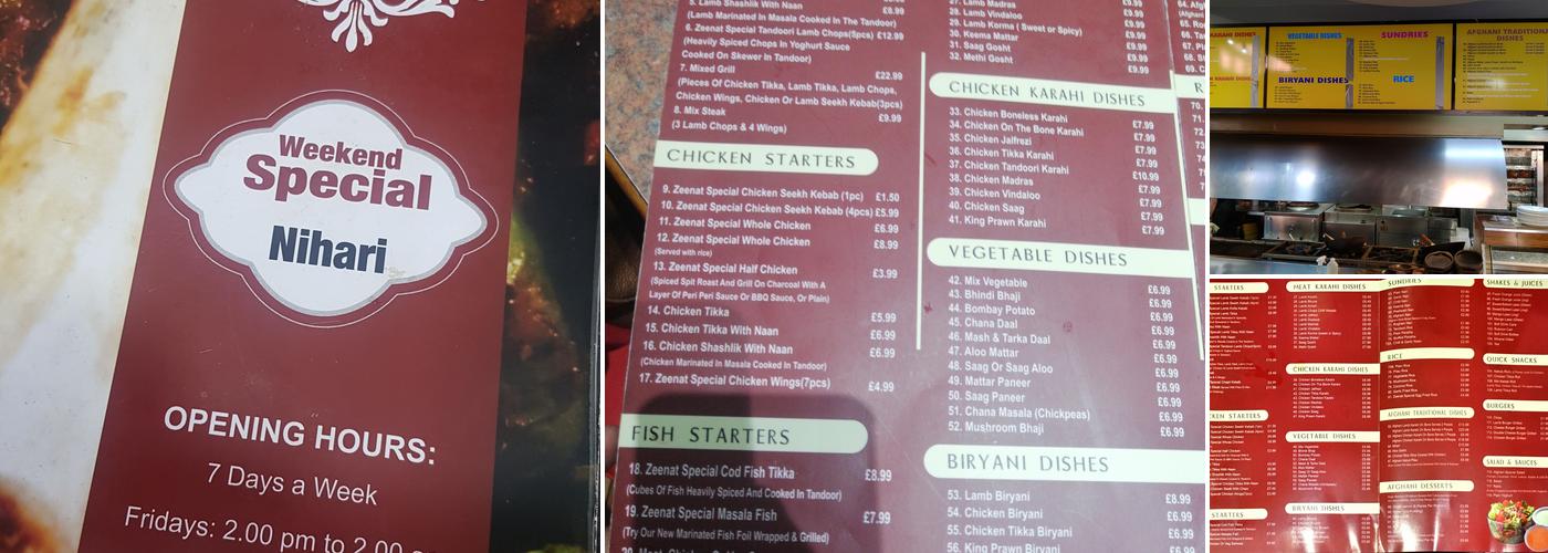 Zeenat Menu