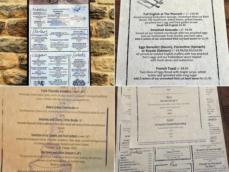 The Peacock At Barlow Menu