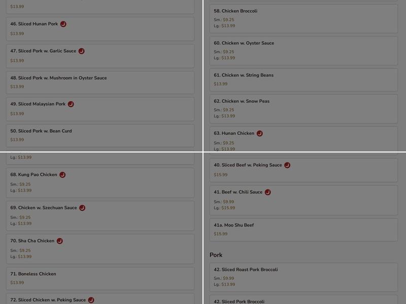 New Ruby Chinese Restaurant Menu