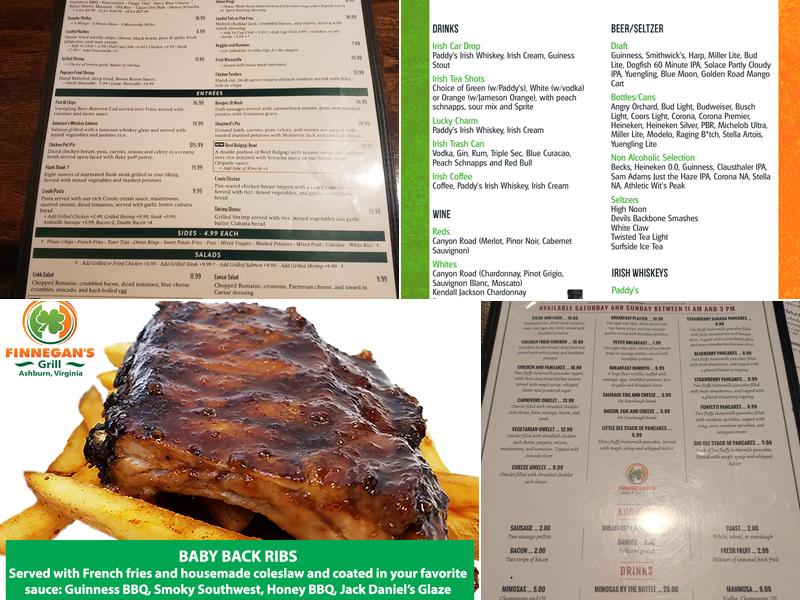 Finnegan's Grill & Irish Pub Menu