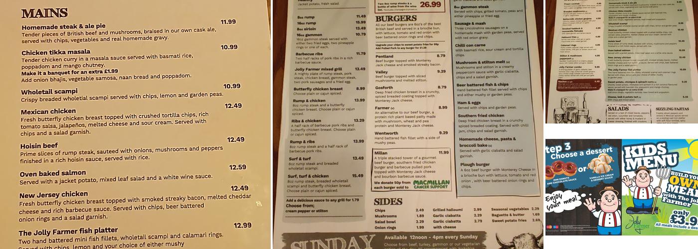 The Jolly Farmer Menu
