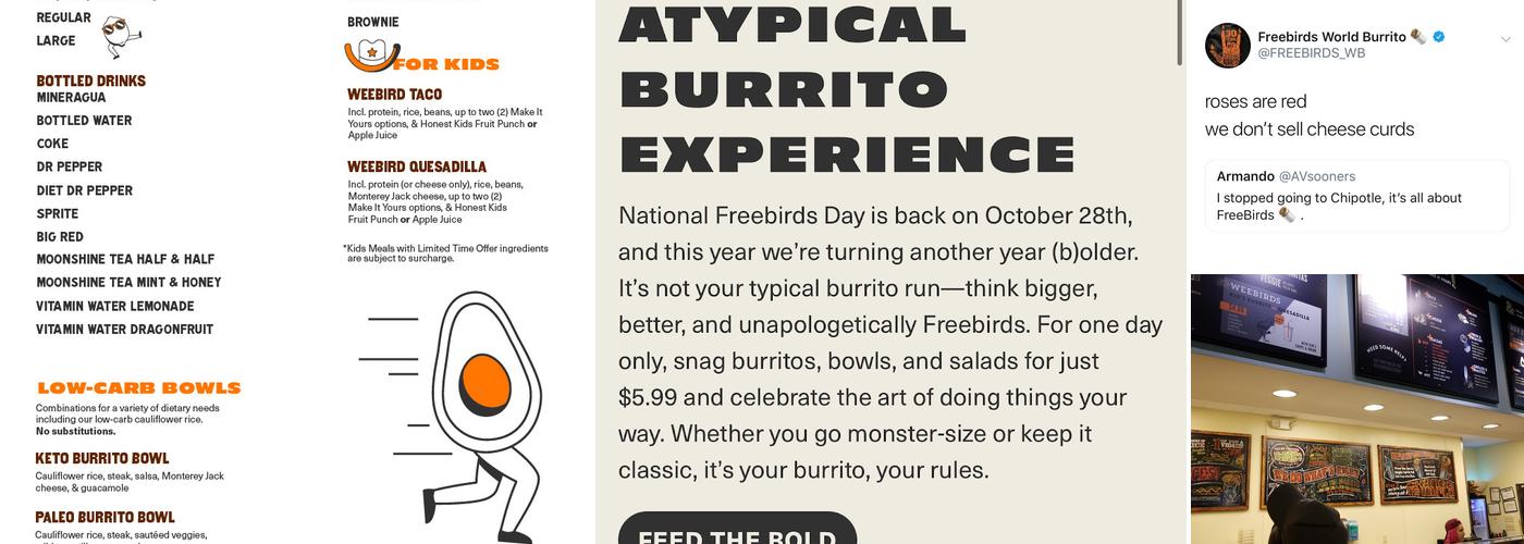 Freebirds World Burrito Menu