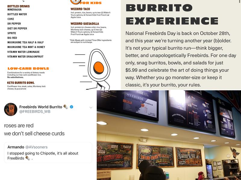 Freebirds World Burrito Menu