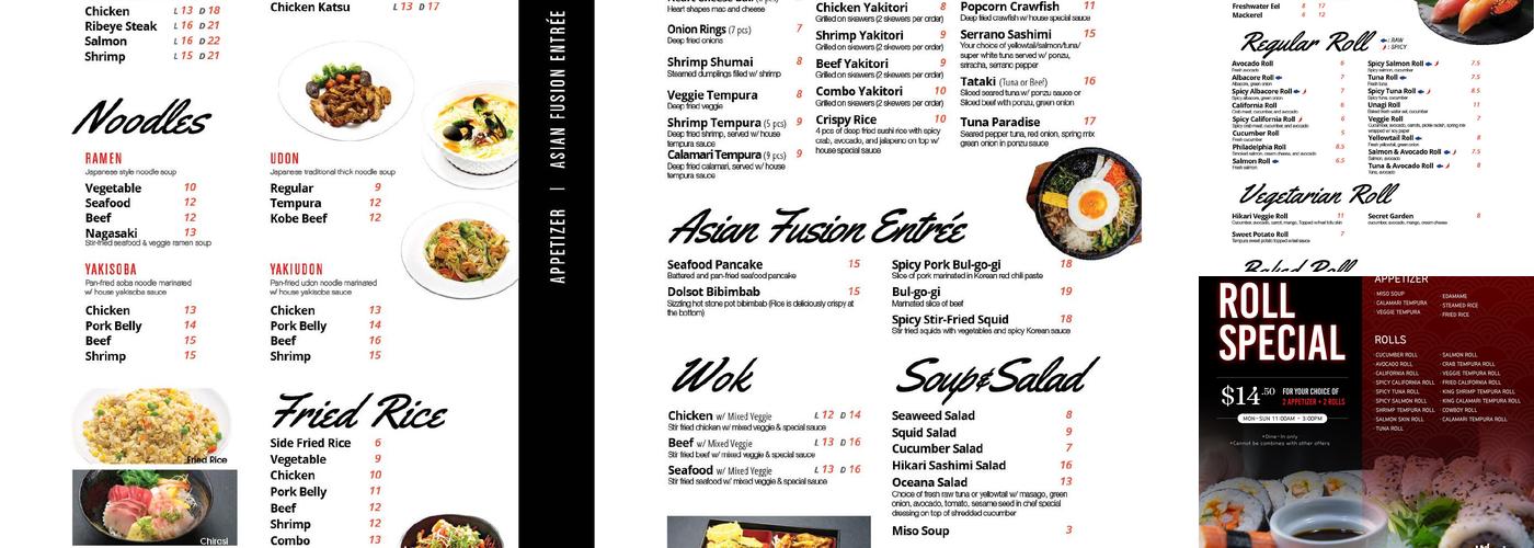 Hikari Sushi & Grill Japanese Restaurant Menu