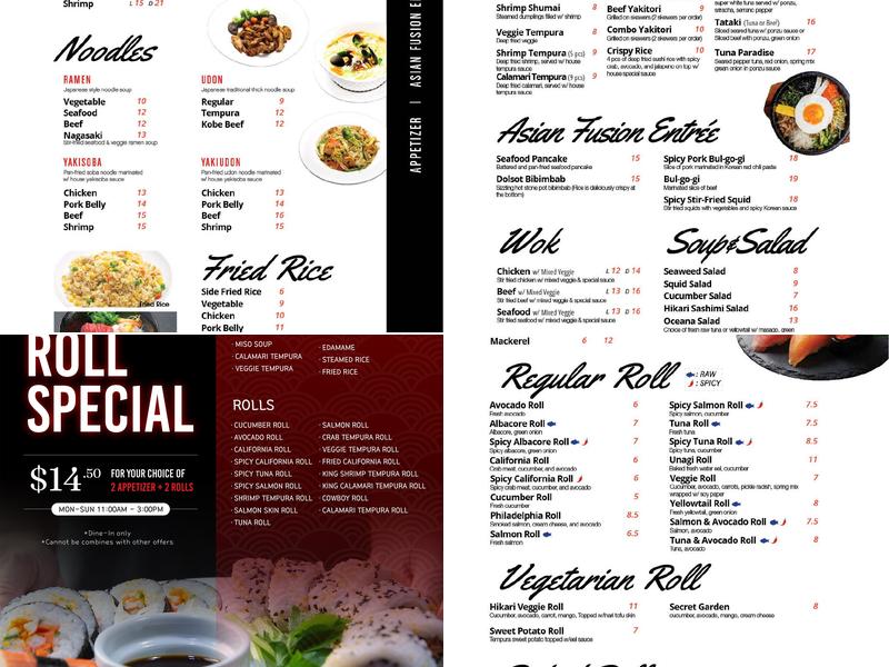 Hikari Sushi & Grill Japanese Restaurant Menu