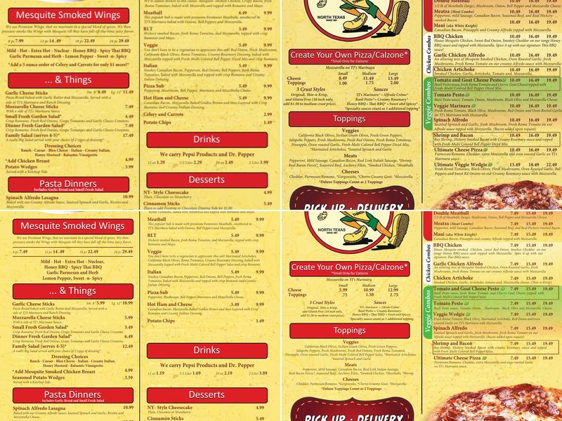 TJ's Pizza Wings N Things Menu