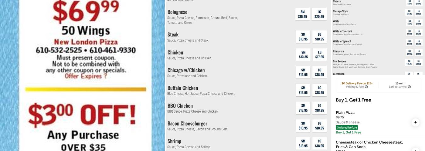 New London Pizza - Since 1974 Menu