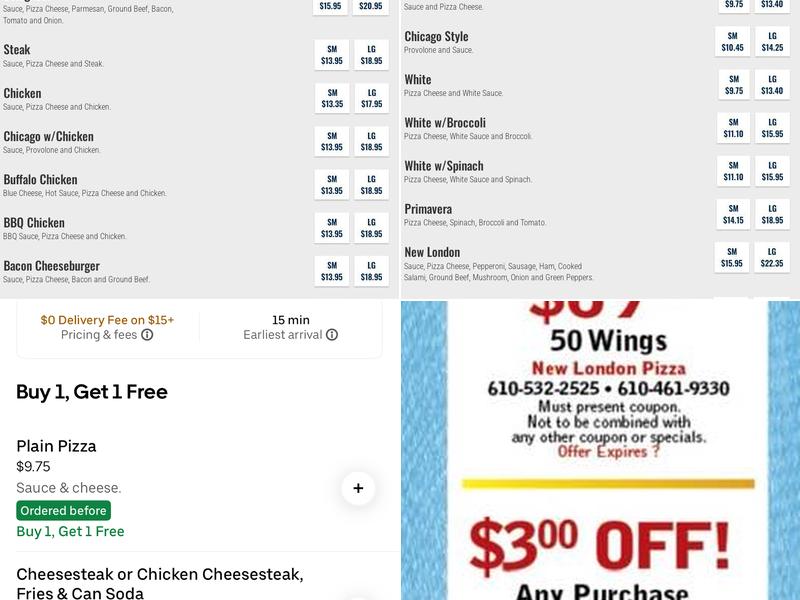 New London Pizza - Since 1974 Menu