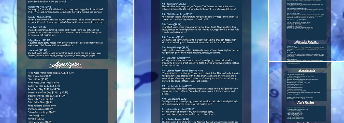 Burger Time Machine Menu