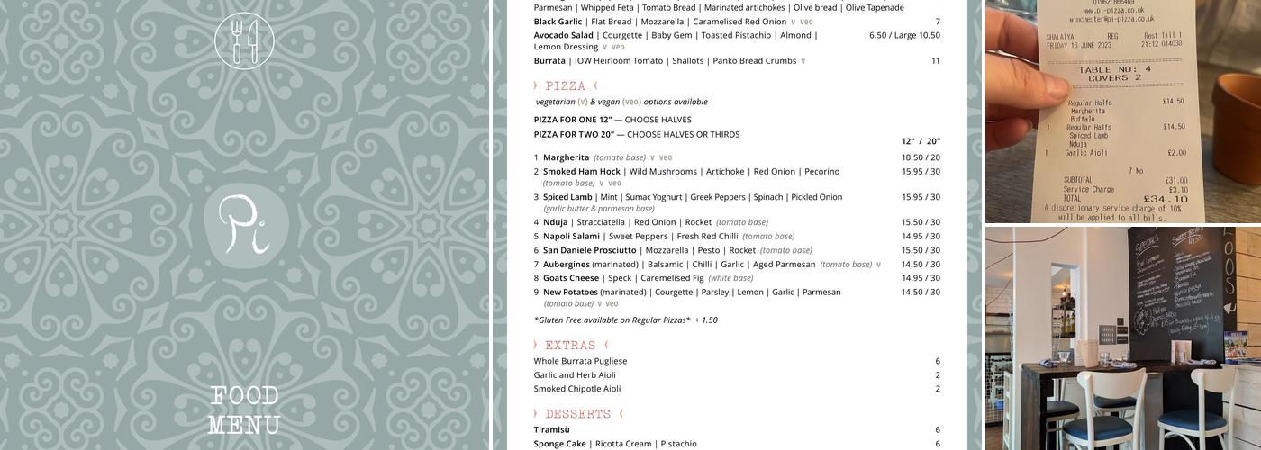 Pi Pizza Winchester Menu