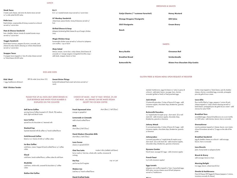 Loco Cafe Menu