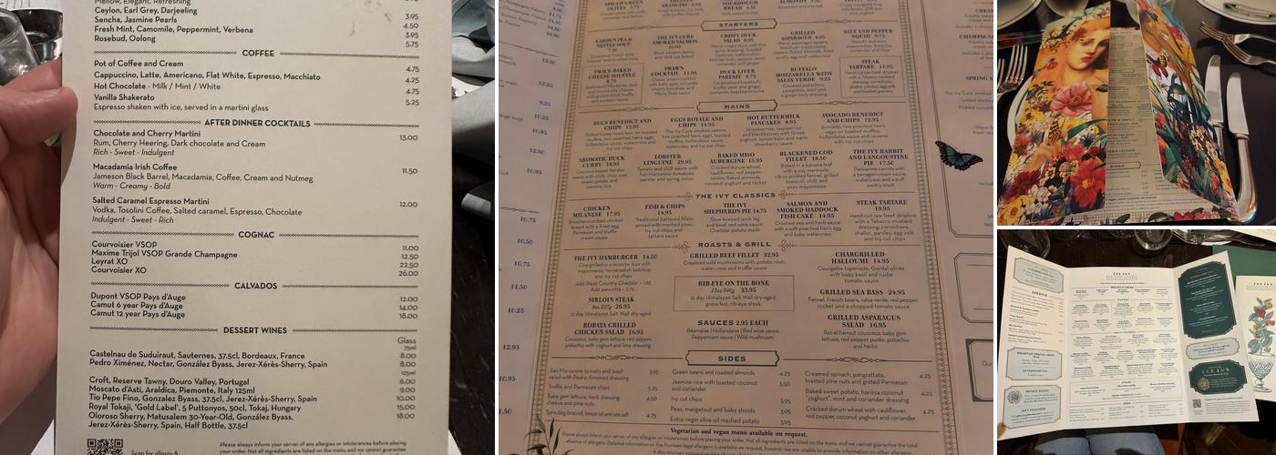 The Ivy Winchester Brasserie Menu