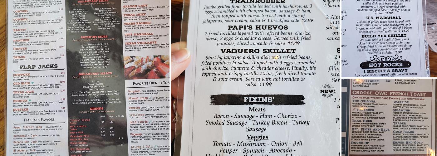 Oldwest Cafe Of Denton Menu