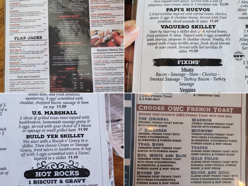 Oldwest Cafe Of Denton Menu