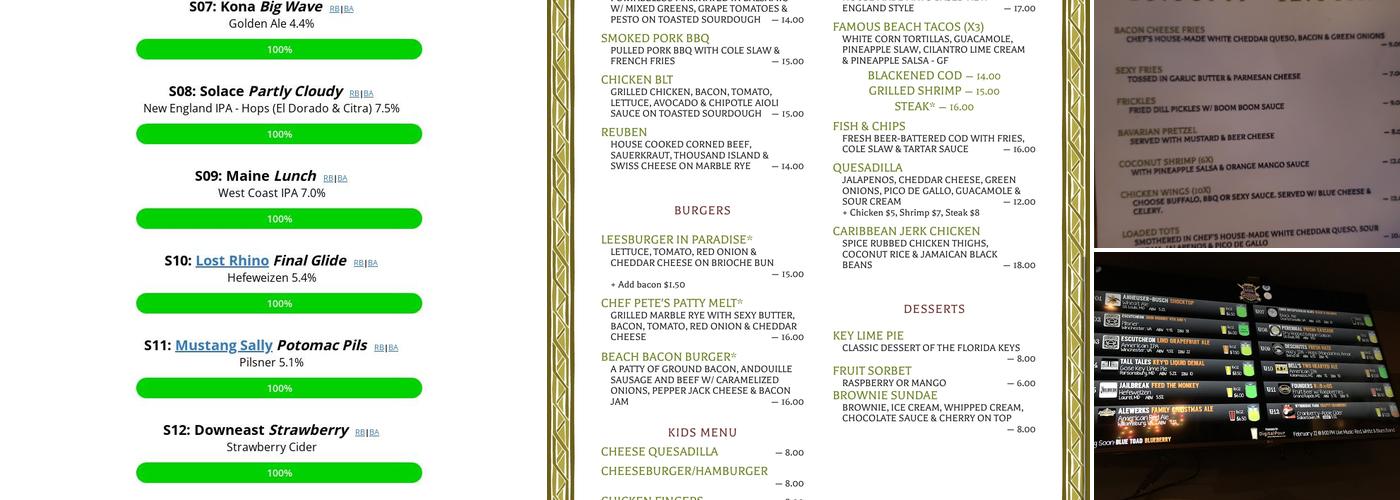 MacDowell's Beach Menu