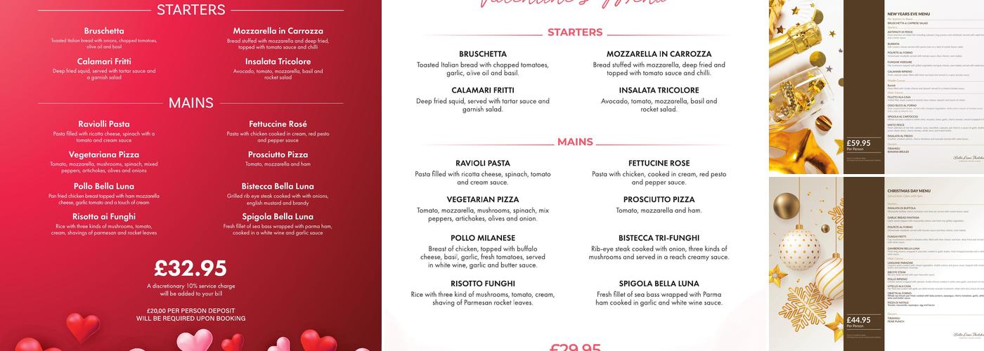 Bella Luna | Great Italian Restaurant Thatcham Menu