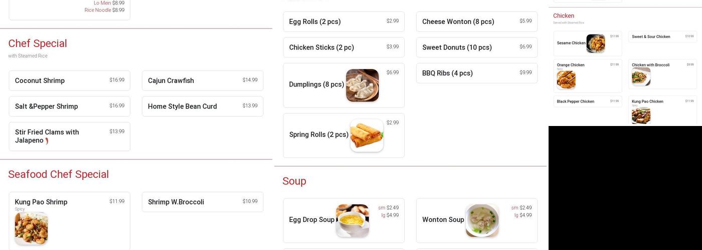Regal Buffet Menu