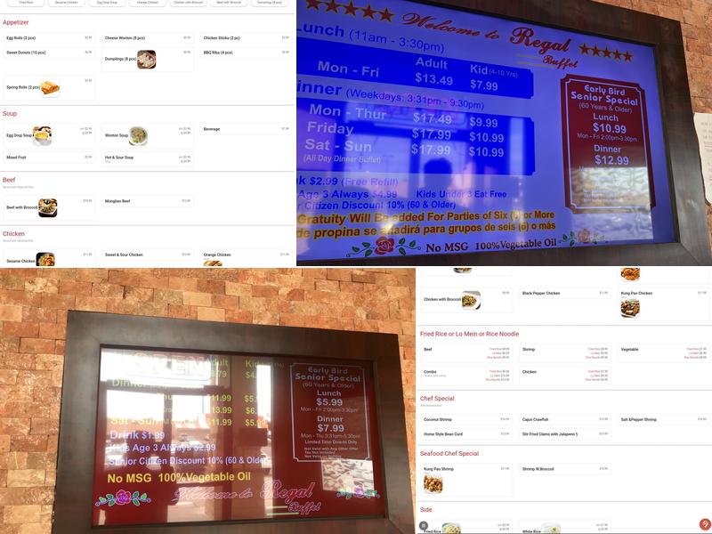 Regal Buffet Menu