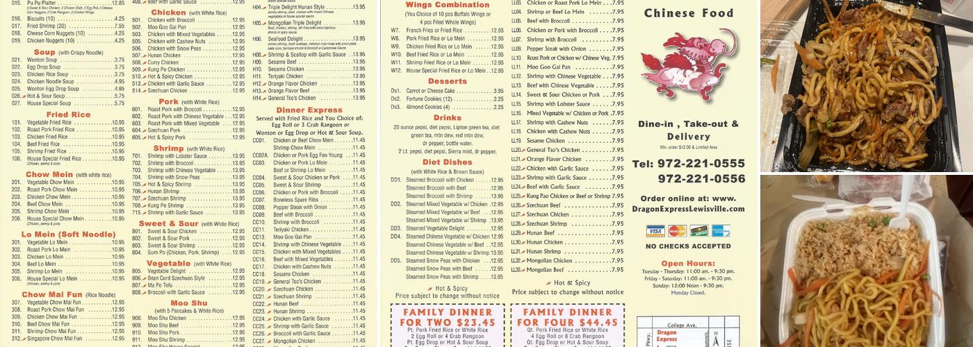 Dragon Express Menu