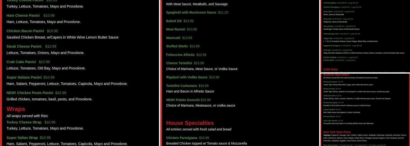 Rasco NY Pizza Menu