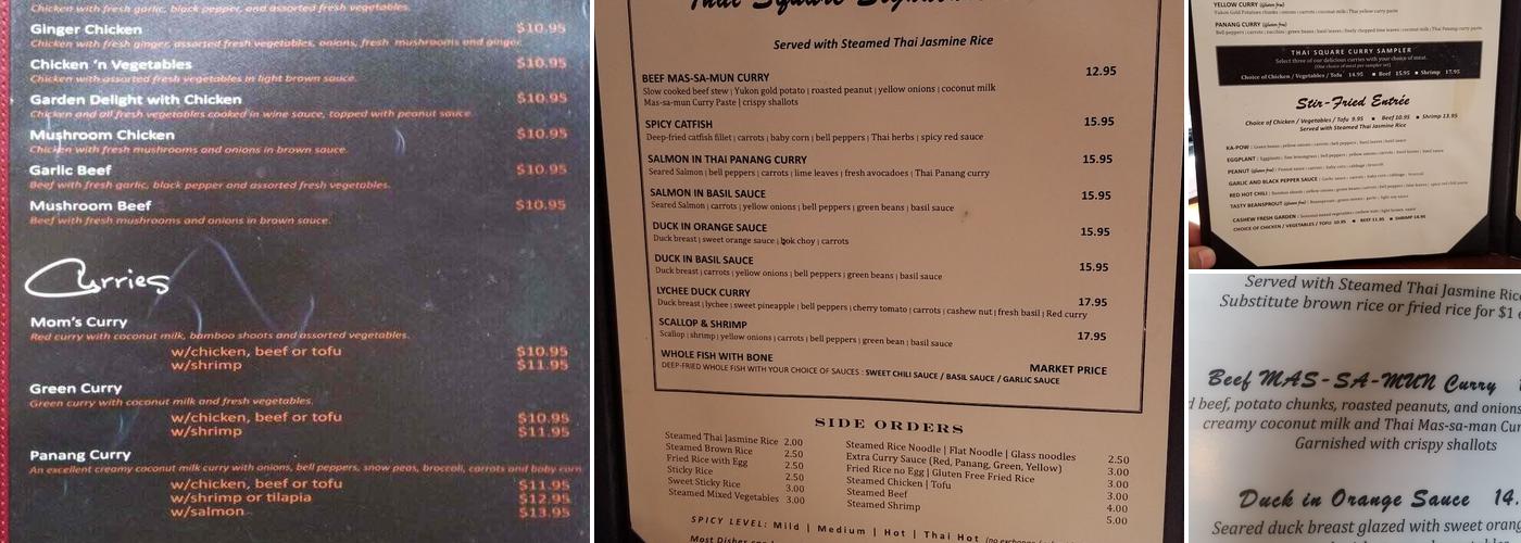 Thai Square Menu