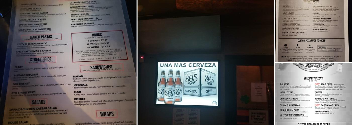 Torino's Pizza Bar Menu