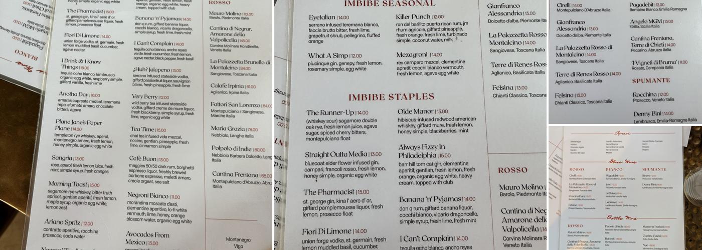 Ariano Menu