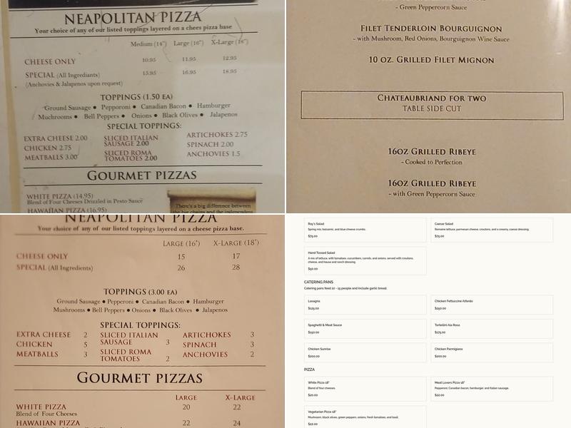 Ray's Italian Bistro Menu