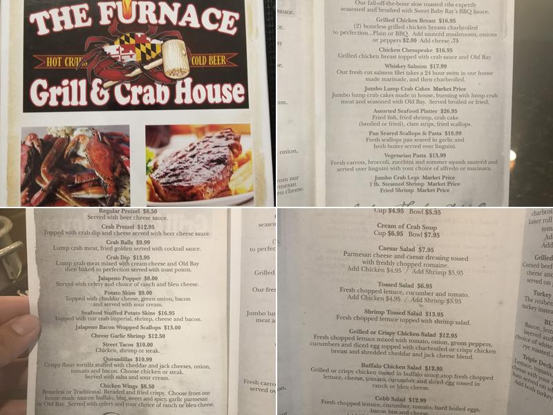 The Furnace Grill and Crab House Menu