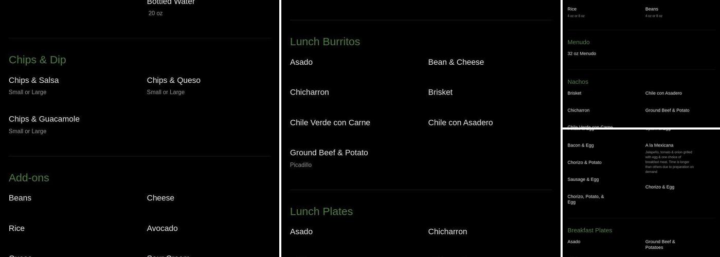 Don Tomás Café Menu