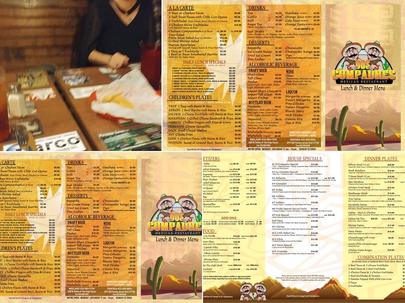 Dos Compadres Mexican Restaurant - Midland Menu