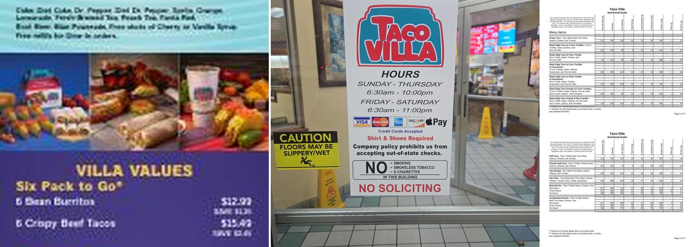 Taco Villa Menu