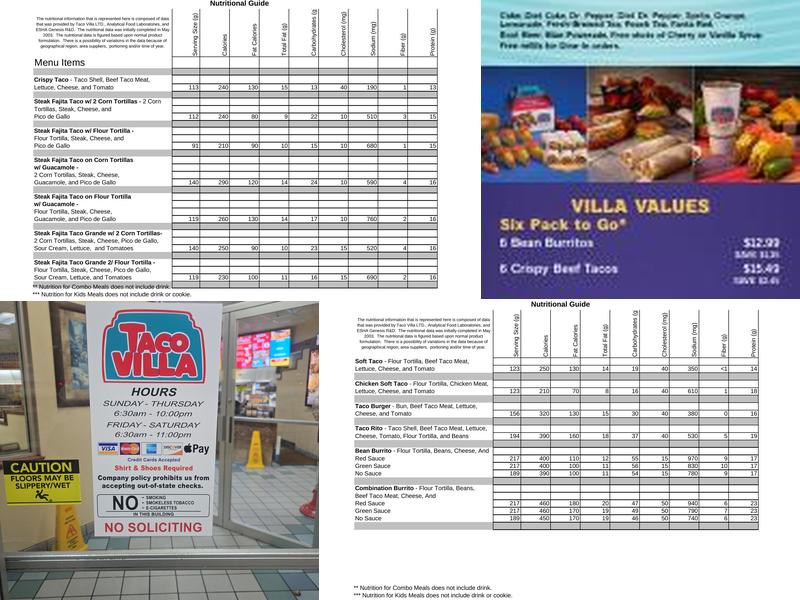 Taco Villa Menu