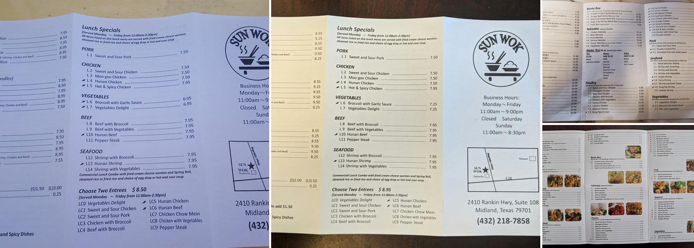 Sun Wok Menu