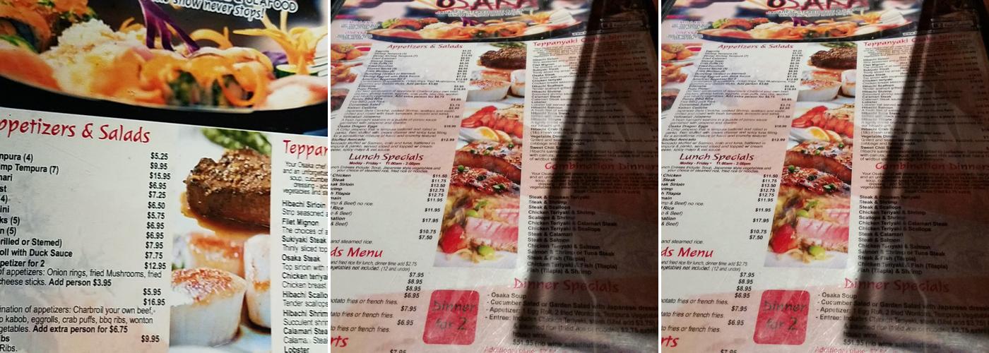 Osaka Japanese Steakhouse Menu