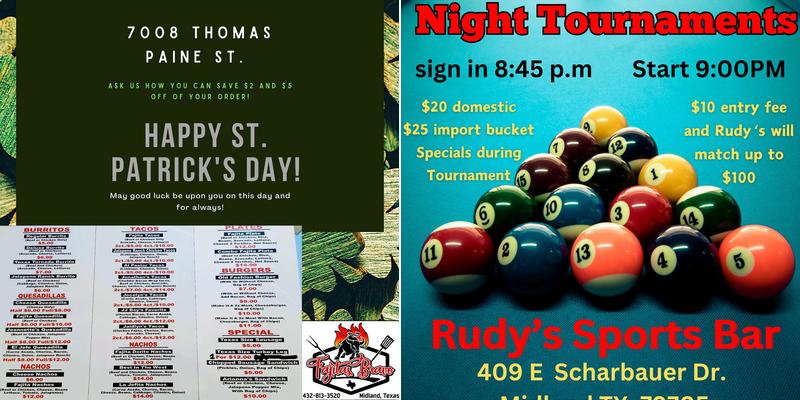 Rudy's Sports Bar & Grill Menu