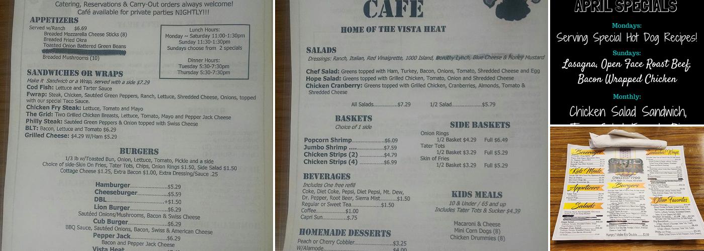 Gridiron Cafe Menu