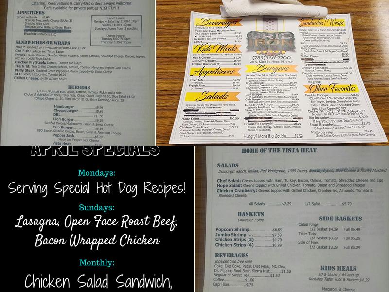 Gridiron Cafe Menu