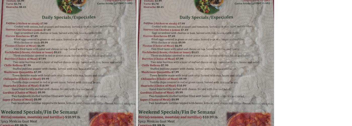 El Rinconsito Menu