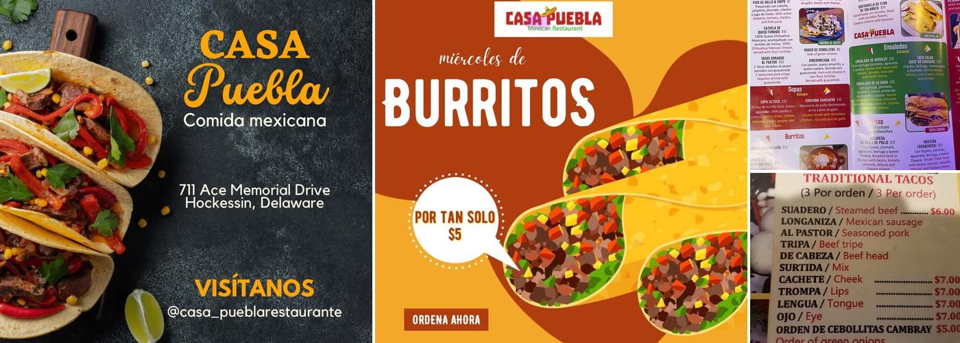 Casa Puebla Restaurant Menu