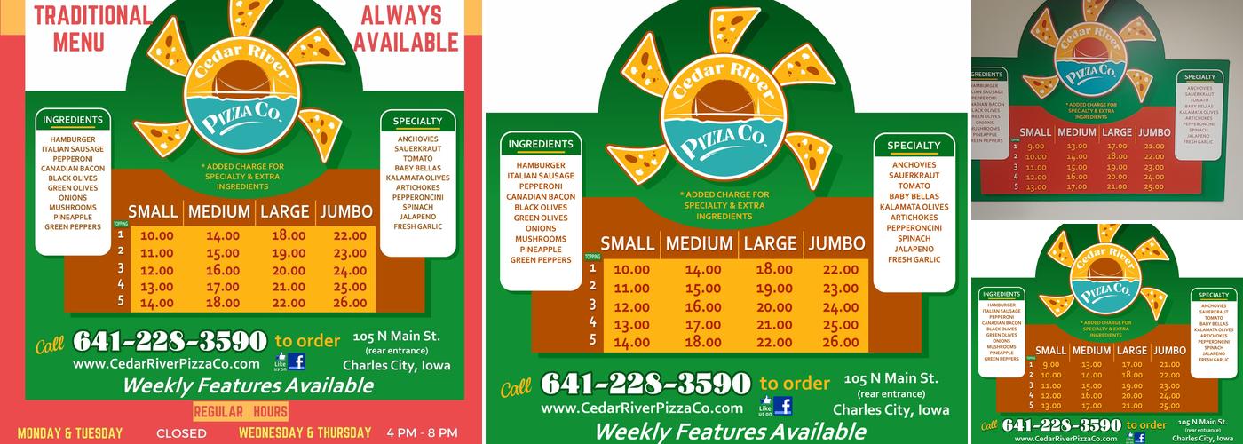Cedar River Pizza Co. Menu