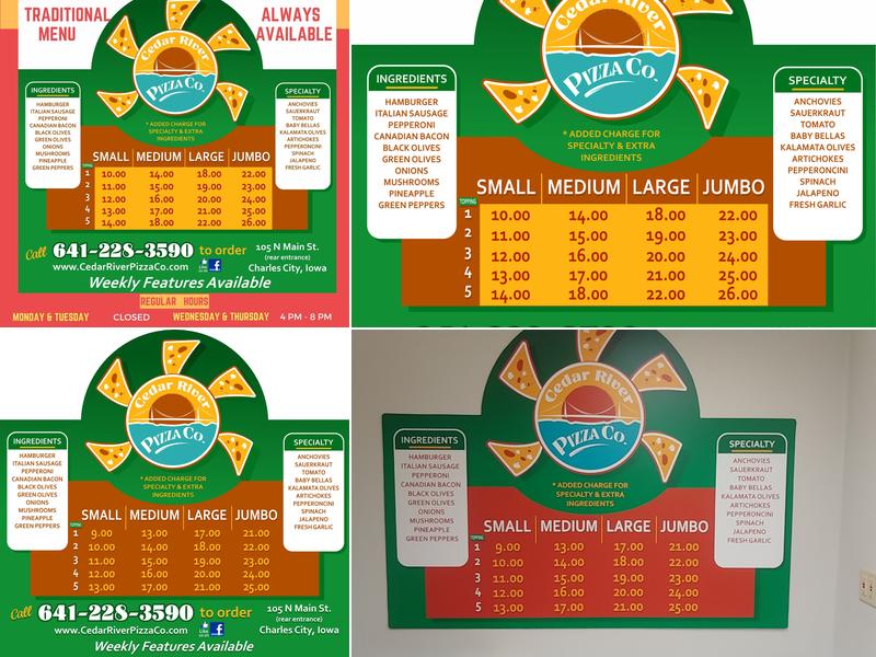 Cedar River Pizza Co. Menu