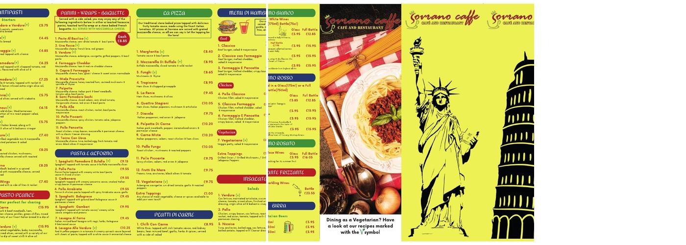 Sovrano Caffe Menu