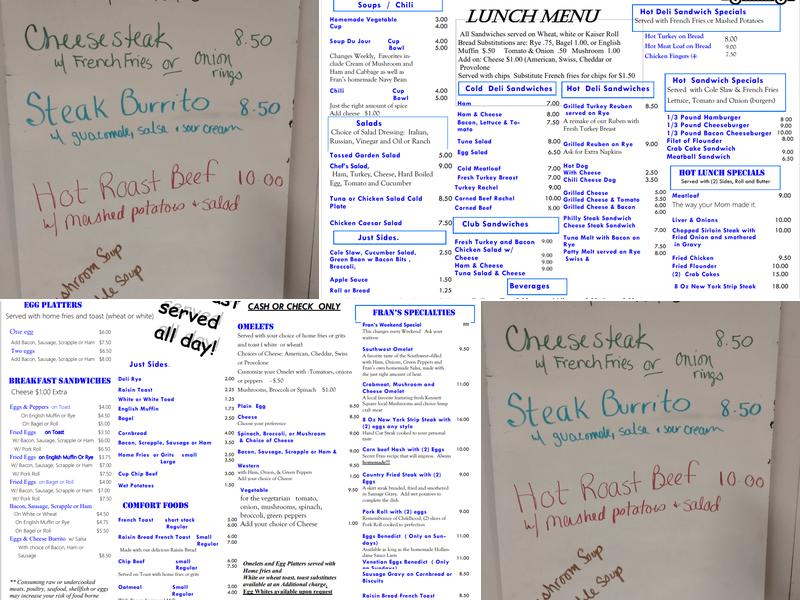 Keller's Eatery Menu