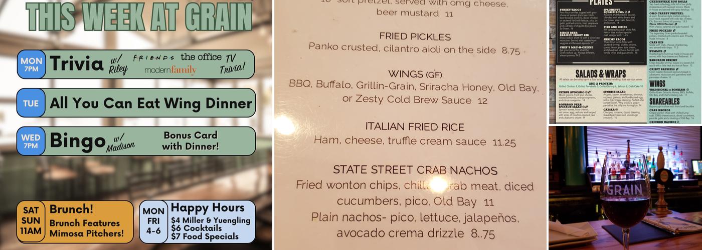 Grain Craft Bar + Kitchen Menu