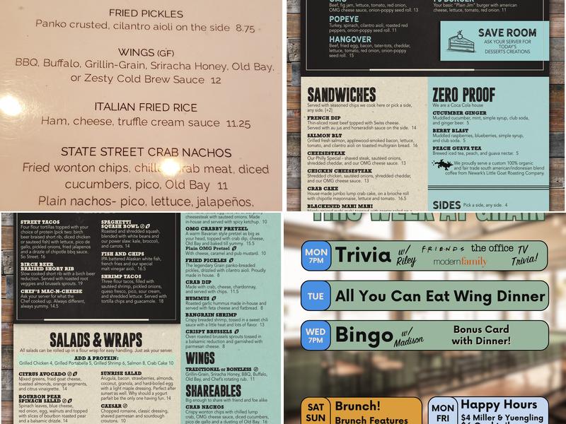 Grain Craft Bar + Kitchen Menu