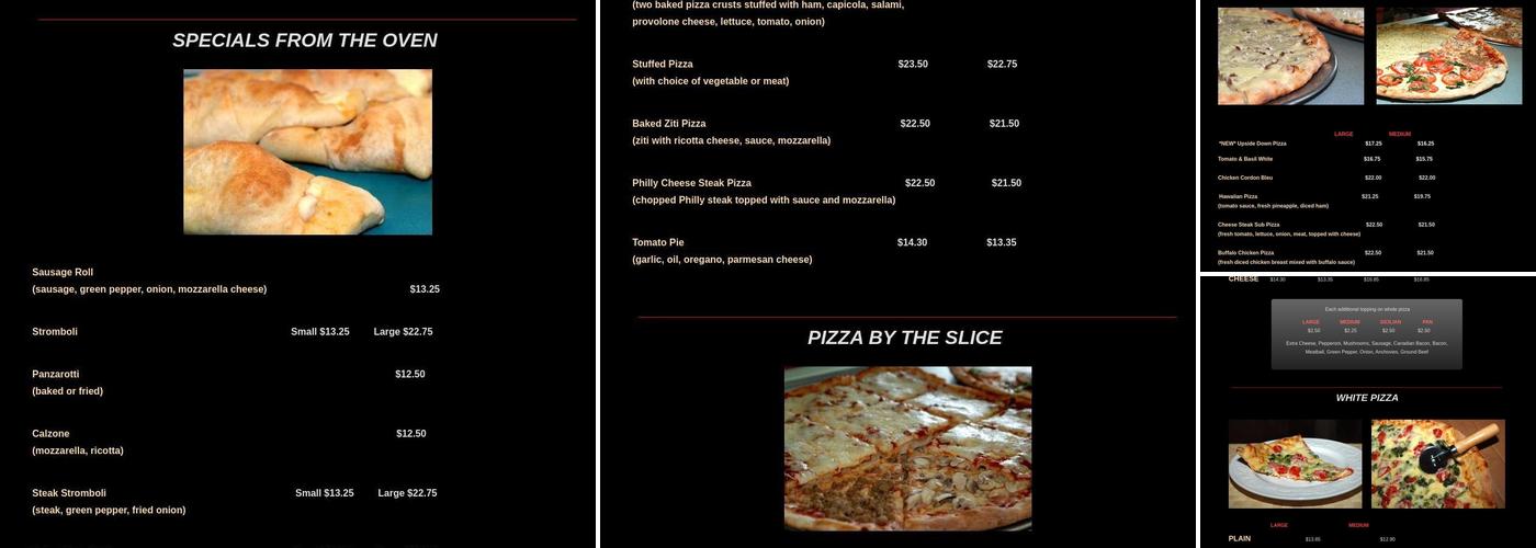 Joe's Pizza Menu