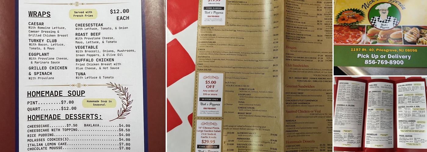 Nick's Pizzeria Menu