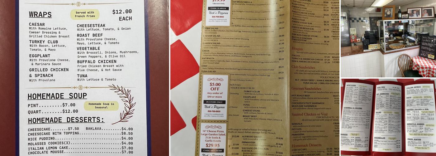 Nick's Pizzeria Menu